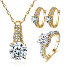 Ring ear hook necklace zircon accessories three-piece set designers ladies cubic zircon jewelry set